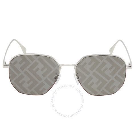 Fendi Smoke Mirror Logo Pilot Unisex Sunglasses .